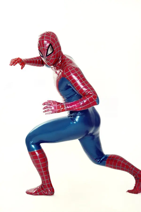 Latex Mens Cosplay Red Spider Total Coverage Catsuit Latex Mens Cosplay Red Spider Total Coverage Catsuit