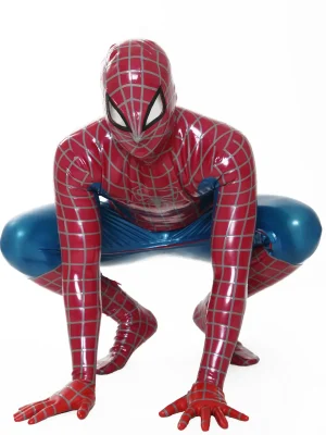 Latex Mens Cosplay Red Spider Total Coverage Catsuit Latex Mens Cosplay Red Spider Total Coverage Catsuit