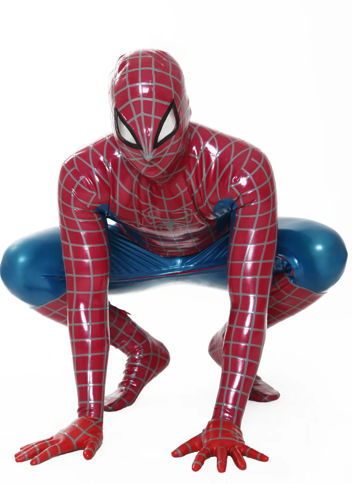 Latex Mens Cosplay Red Spider Total Coverage Catsuit Latex Mens Cosplay Red Spider Total Coverage Catsuit