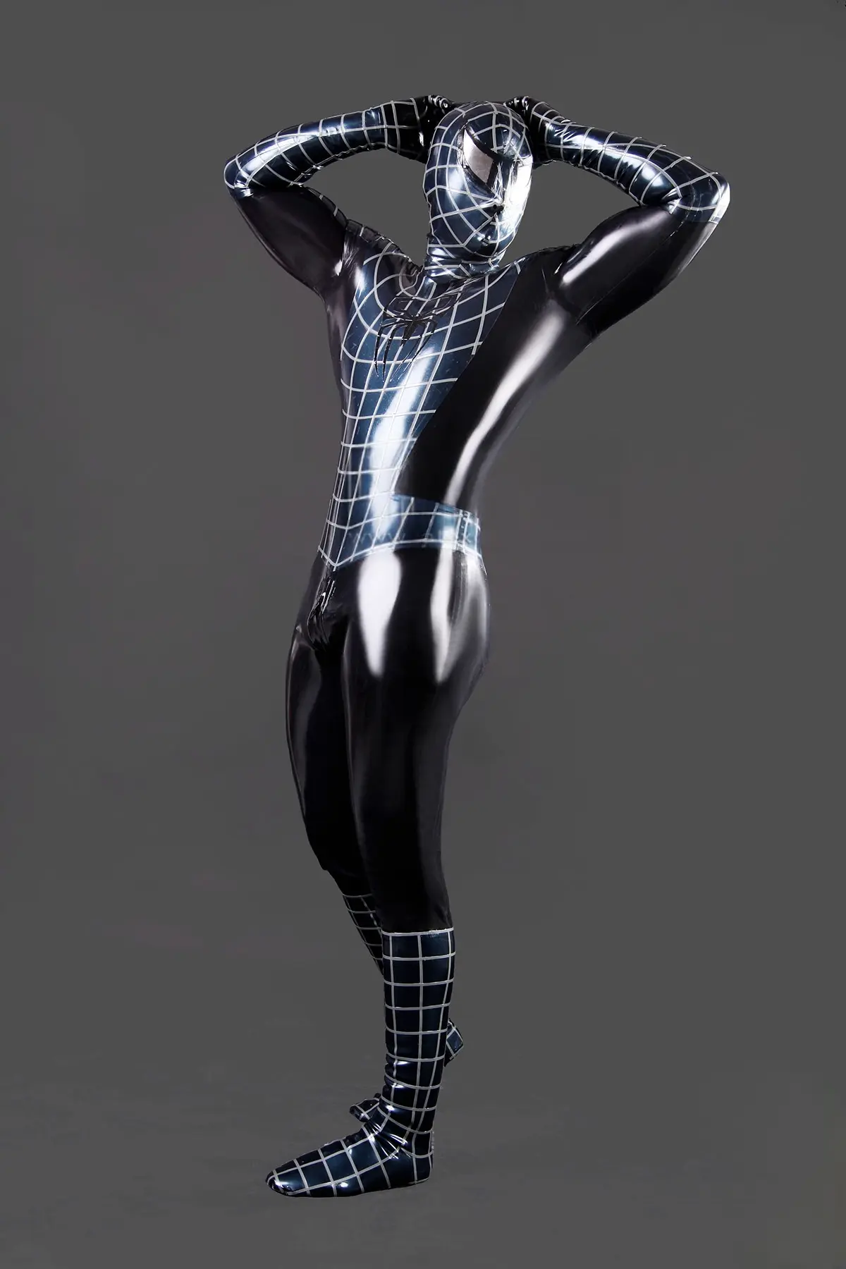 Latex Mens Cosplay Spider Total Coverage Catsuit Latex Mens Cosplay Spider Total Coverage Catsuit