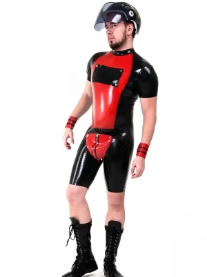 Latex Mens Cycling Suit With Codpiece