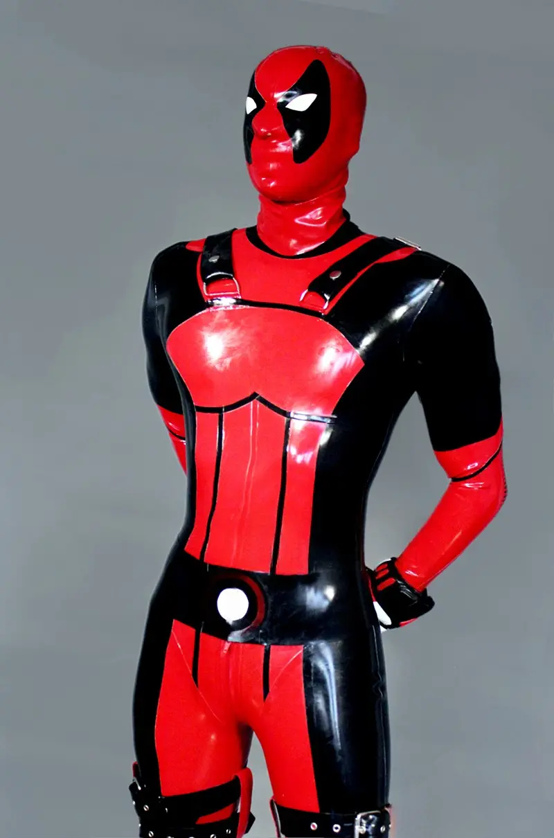 Latex Mens Deadpool Super Hero Suit Catsuit Latex Mens Deadpool Super Hero Suit Catsuit
