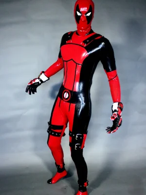 Latex Mens Deadpool Super Hero Suit Catsuit Latex Mens Deadpool Super Hero Suit Catsuit