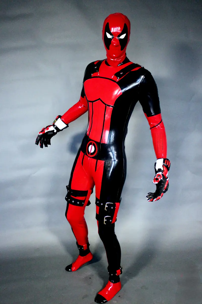 Latex Mens Deadpool Super Hero Suit Catsuit Latex Mens Deadpool Super Hero Suit Catsuit
