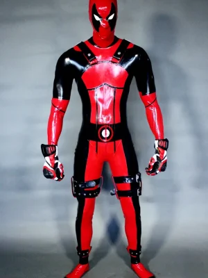 Latex Mens Deadpool Super Hero Suit Catsuit Latex Mens Deadpool Super Hero Suit Catsuit
