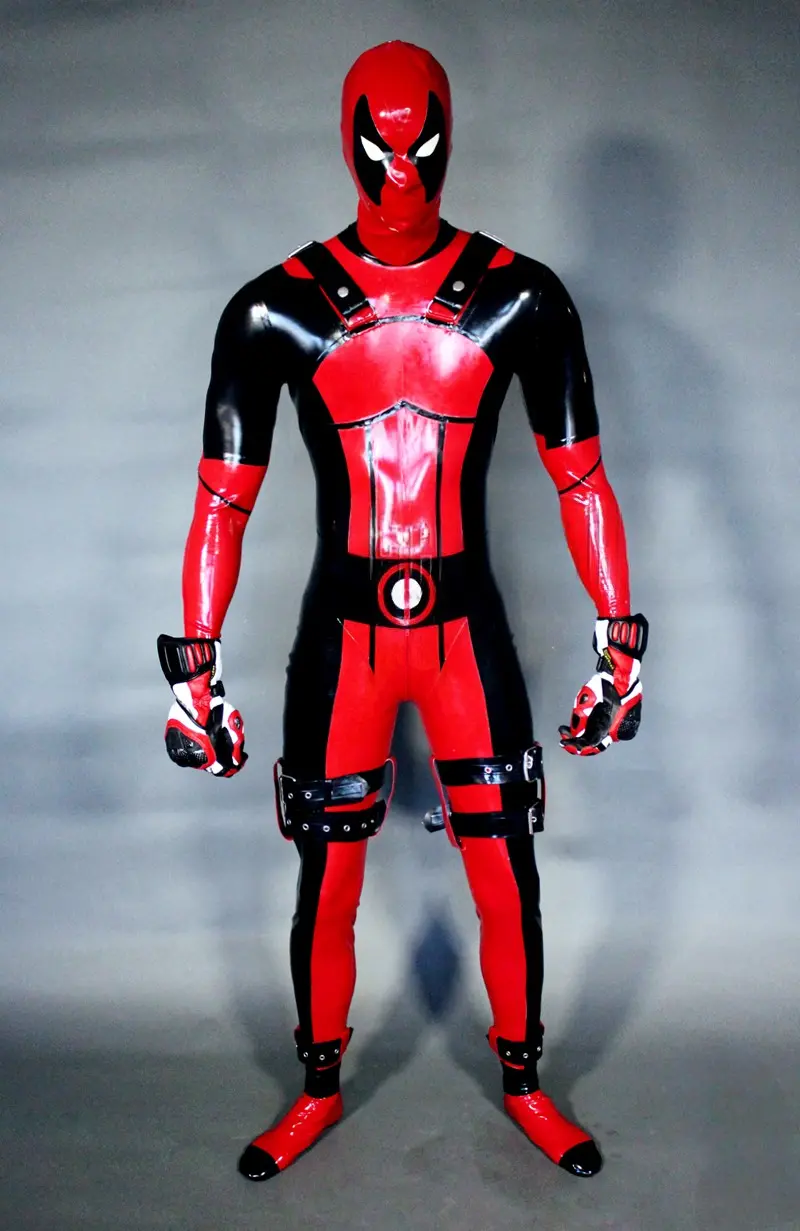Latex Mens Deadpool Super Hero Suit Catsuit Latex Mens Deadpool Super Hero Suit Catsuit