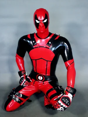 Latex Mens Deadpool Super Hero Suit Catsuit Latex Mens Deadpool Super Hero Suit Catsuit