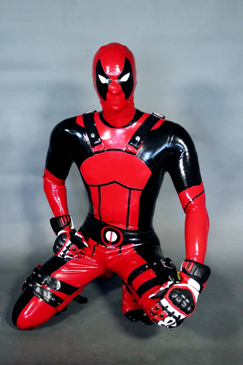 Latex Mens Deadpool Super Hero Suit Catsuit Latex Mens Deadpool Super Hero Suit Catsuit