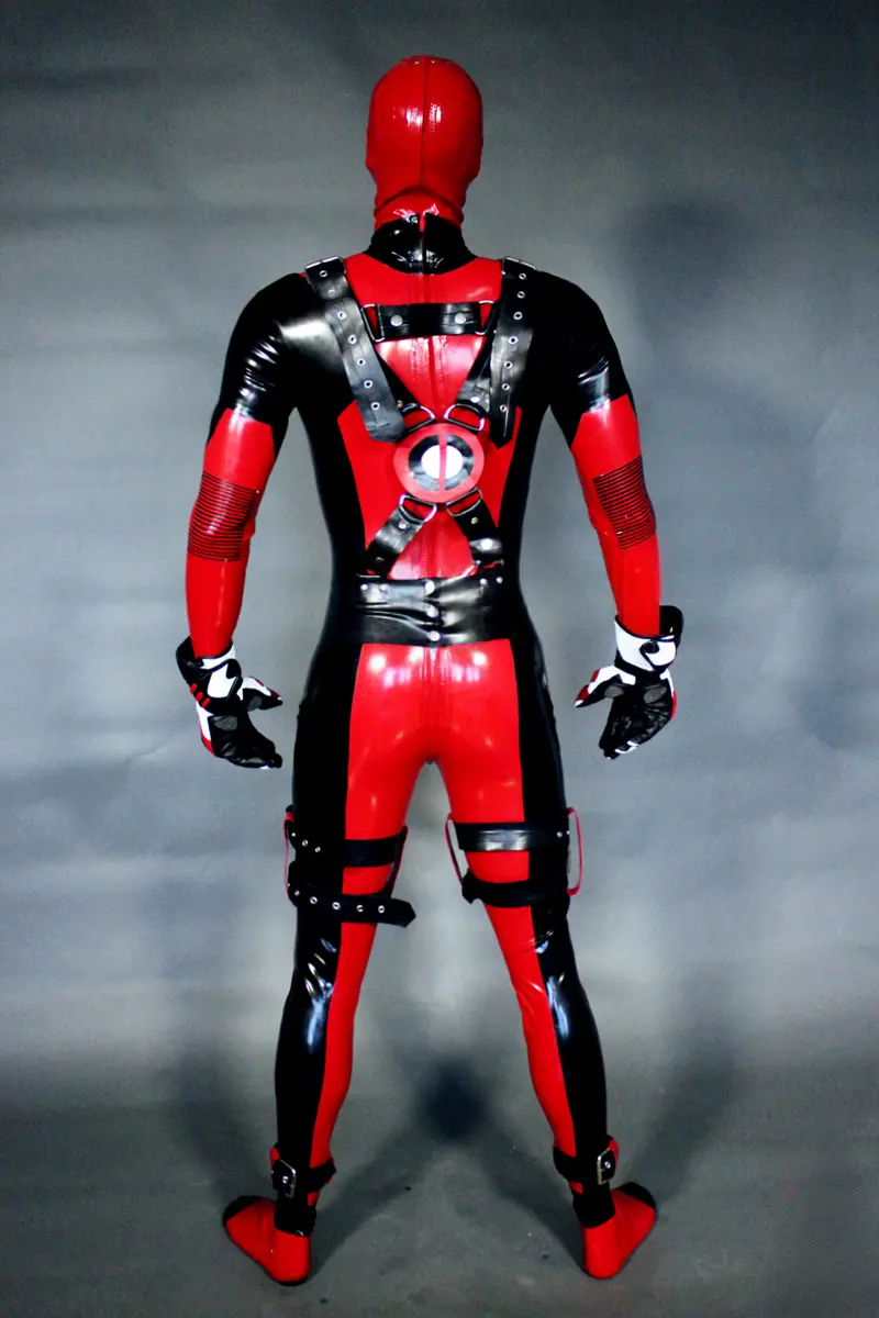 Latex Mens Deadpool Super Hero Suit Catsuit Latex Mens Deadpool Super Hero Suit Catsuit