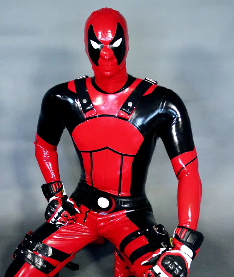 Latex Mens Deadpool Super Hero Suit Catsuit Latex Mens Deadpool Super Hero Suit Catsuit