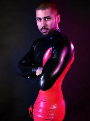 Latex Mens Deuce Codpiece Catsuit