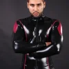 Latex Mens Diamond Lacing Back Zipper Catsuit