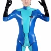 Latex Mens Double Cross Back Zipper Catsuit