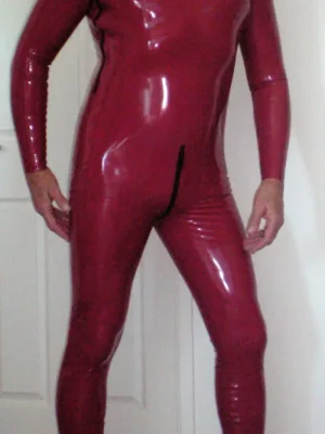 Latex Mens Double Zipper Catsuit