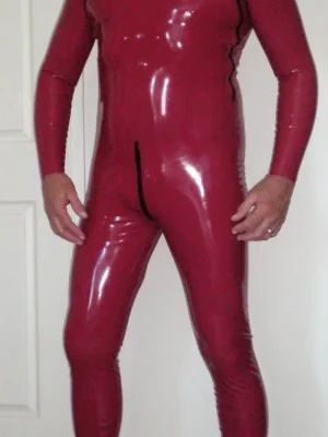 Latex Mens Double Zipper Catsuit
