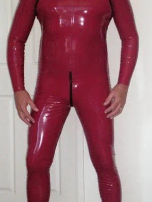 Latex Mens Double Zipper Catsuit
