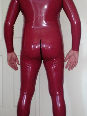 Latex Mens Double Zipper Catsuit