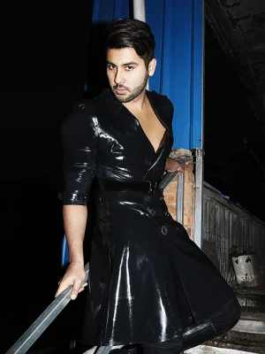 Latex Mens Double-Breasted Three-Quarter Length Coat Latex Mens Double-Breasted Three-Quarter Length Coat