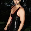 Latex Mens Double-Breasted Three-Quarter Length Coat Latex Mens Double-Breasted Three-Quarter Length Coat
