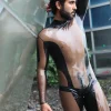 Latex Mens Ebony-Ivory Back Zipper Catsuit Latex Mens Ebony-Ivory Back Zipper Catsuit