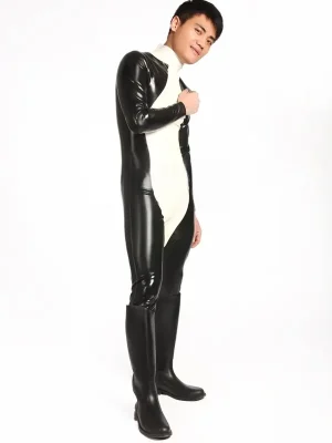 Latex Mens Ebony-Ivory Back Zipper Catsuit Latex Mens Ebony-Ivory Back Zipper Catsuit
