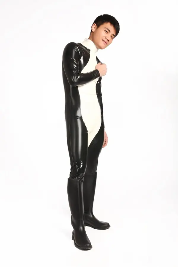 Latex Mens Ebony-Ivory Back Zipper Catsuit Latex Mens Ebony-Ivory Back Zipper Catsuit