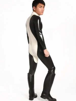 Latex Mens Ebony-Ivory Back Zipper Catsuit Latex Mens Ebony-Ivory Back Zipper Catsuit