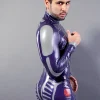 Latex Mens Entwined Zipperless Neck Entry Transparent Catsuit