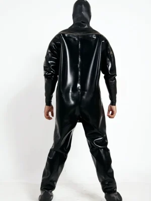 Latex Mens Heavy Duty Brand Name Hooded Drysuit Diving Suit Catsuit