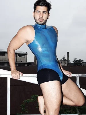 Latex Mens High-Cut Sleeveless Leotard Latex Mens High-Cut Sleeveless Leotard