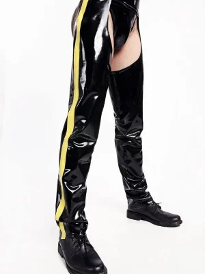 Latex Mens High-Waisted Striped-Leg Chaps Latex Mens High-Waisted Striped-Leg Chaps