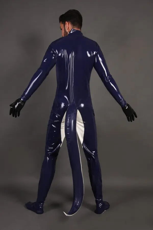 Latex Mens Inflatable Tail Costume Catsuit Latex Mens Inflatable Tail Costume Catsuit
