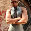 Latex Mens Long Apron with Harness Straps