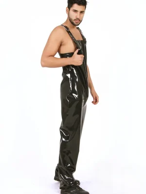 Latex Mens Loose-Fitting Dungarees Catsuit