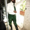 Latex Mens Military Style Full-Length Double-Breasted Trench Coat