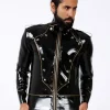 Latex Mens Military Style Full-Length Double-Breasted Trench Coat