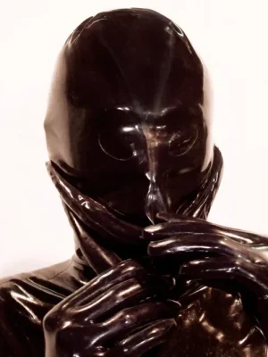 Latex Mens Mouth Entry & Condom Full Catsuit