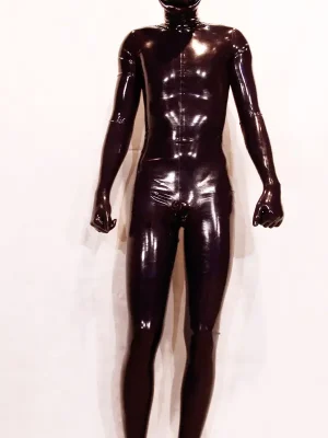Latex Mens Mouth Entry & Condom Full Catsuit