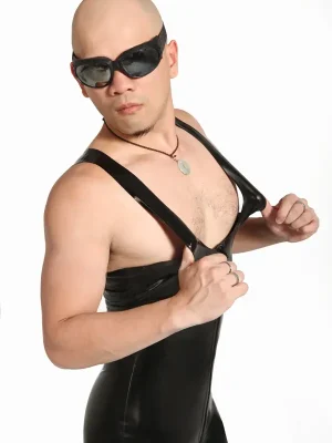 Latex Mens Muscle Singlet Front Zipper Catsuit Latex Mens Muscle Singlet Front Zipper Catsuit