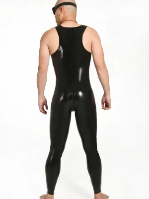 Latex Mens Muscle Singlet Front Zipper Catsuit Latex Mens Muscle Singlet Front Zipper Catsuit