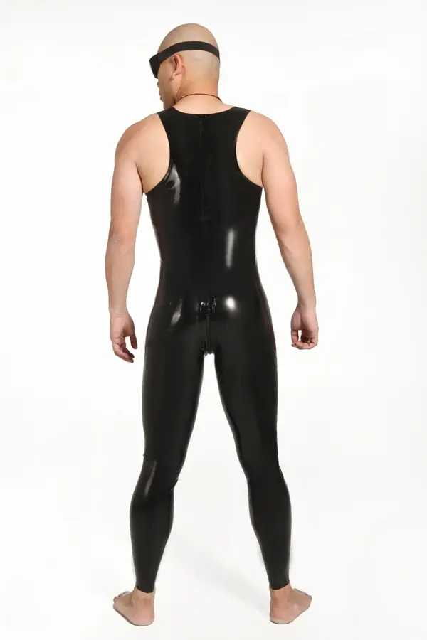 Latex Mens Muscle Singlet Front Zipper Catsuit Latex Mens Muscle Singlet Front Zipper Catsuit