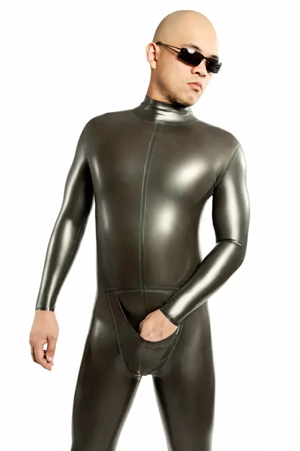 Latex Mens Neck Entry Pouch Zipperless Catsuit Latex Mens Neck Entry Pouch Zipperless Catsuit