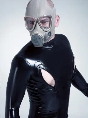 Latex Mens Nipple Zips & Pouch-Front Catsuit
