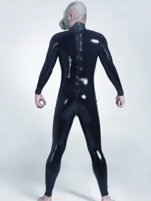 Latex Mens Nipple Zips & Pouch-Front Catsuit