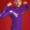 Latex Mens Nipple Zips & Pouch-Front Catsuit