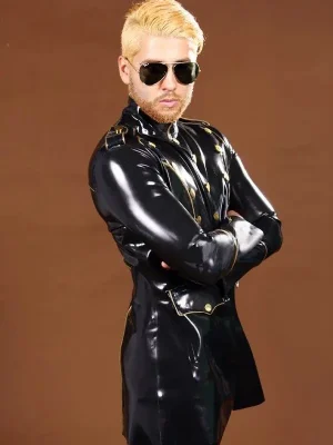 Latex Mens Patriotic Military Jacket