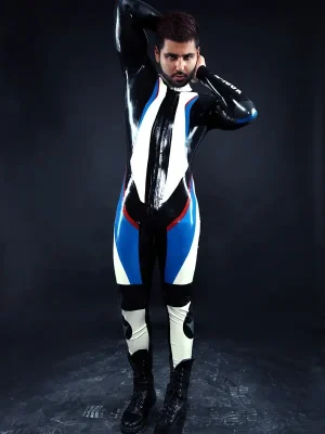 Latex Mens R-100X Branded Biker Catsuit Version 2 Latex Mens R-100X Branded Biker Catsuit Version 2