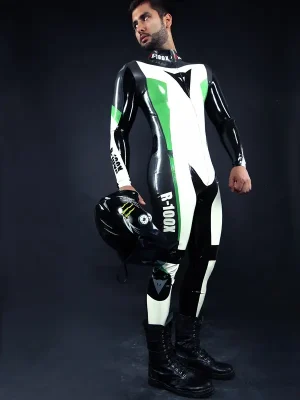 Latex Mens R-100X Branding MotoGP Biker Catsuit Model E Latex Mens R-100X Branding MotoGP Biker Catsuit Model E