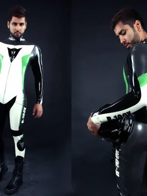 Latex Mens R-100X Branding MotoGP Biker Catsuit Model E Latex Mens R-100X Branding MotoGP Biker Catsuit Model E
