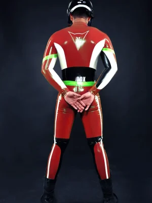 Latex Mens R-100X Moto Biker Catsuit Model D